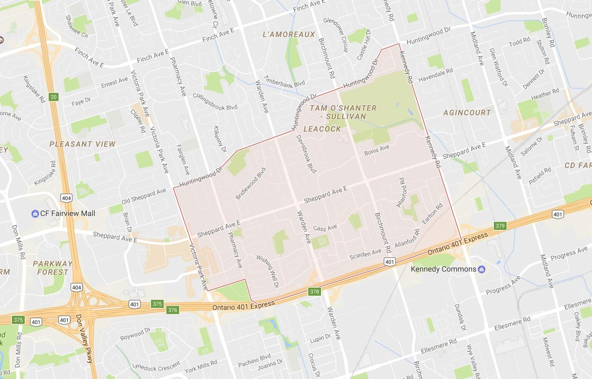 Bản đồ của Tâm O'Shanter – Sullivan khu phố Toronto