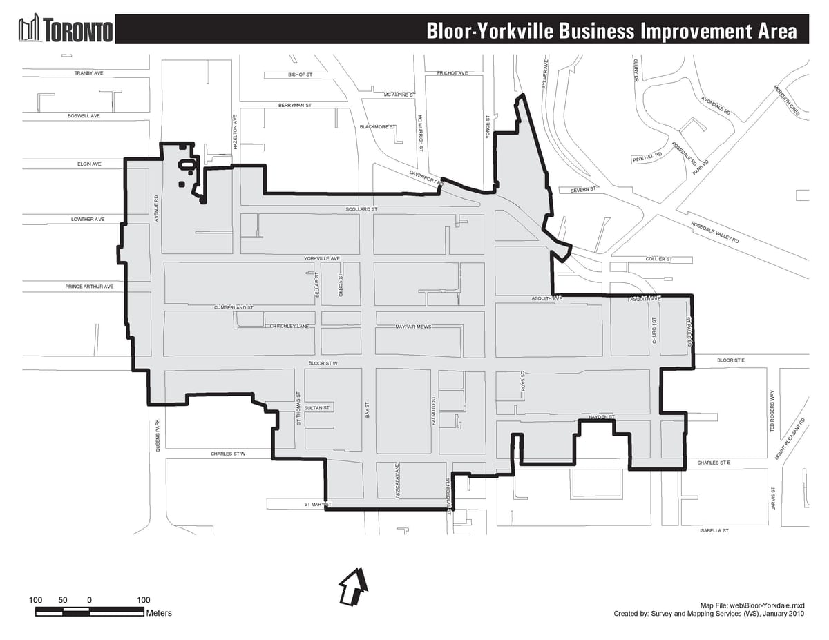 Bản đồ của Thường Yorkville Toronto boudary