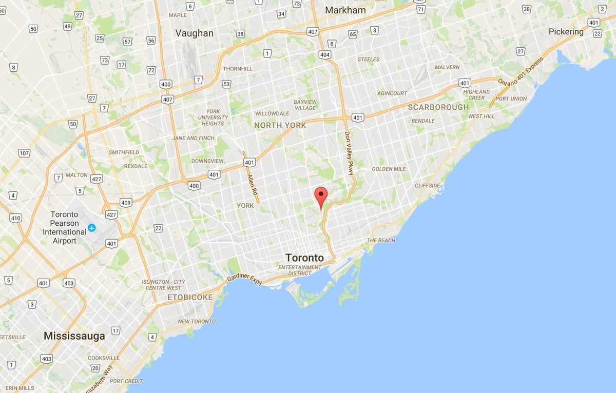 Bản đồ của thống Đốc Cầu quận Toronto