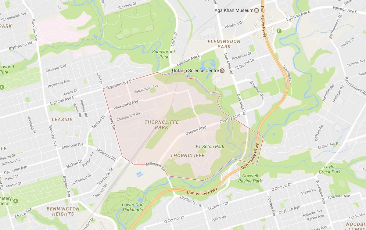 Bản đồ của Thorncliffe Park khu phố Toronto