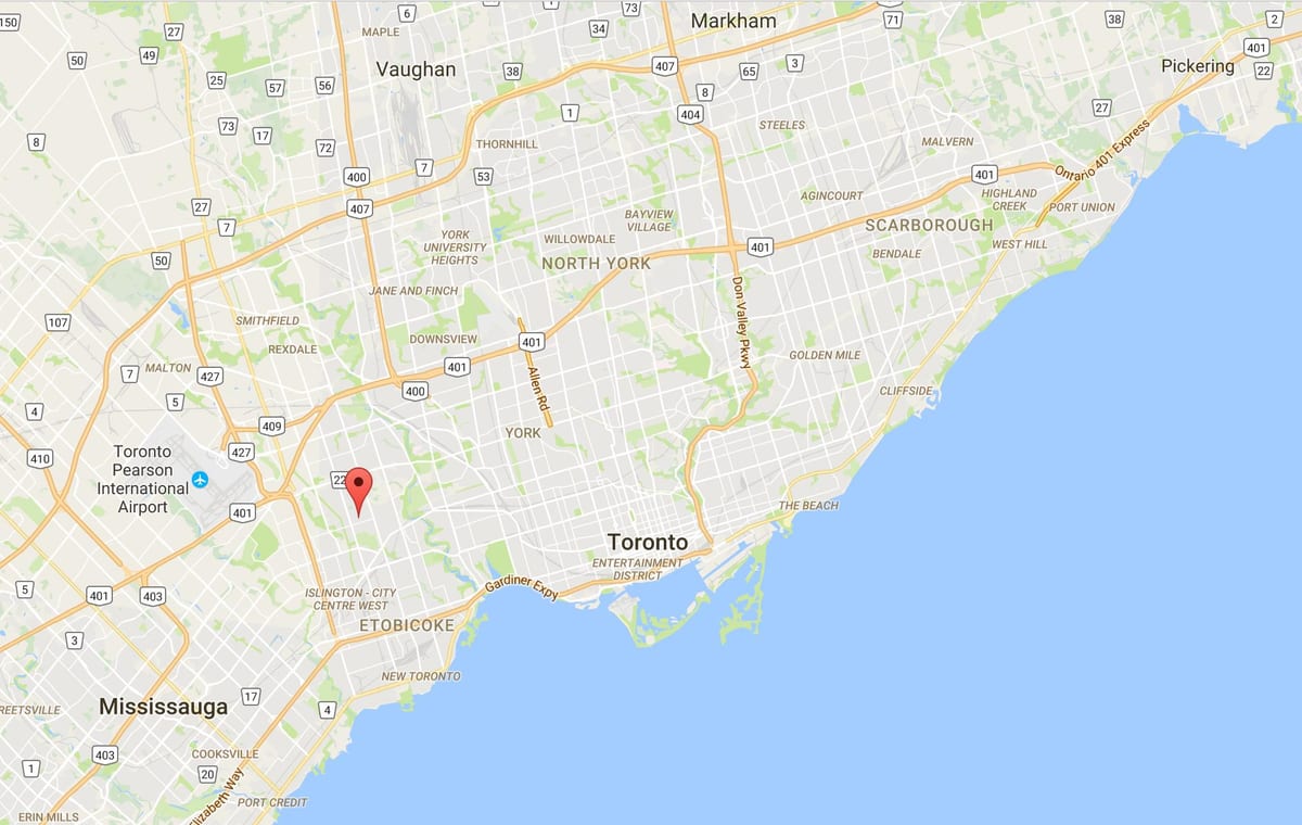 Bản đồ của Thorncrest Làng quận Toronto