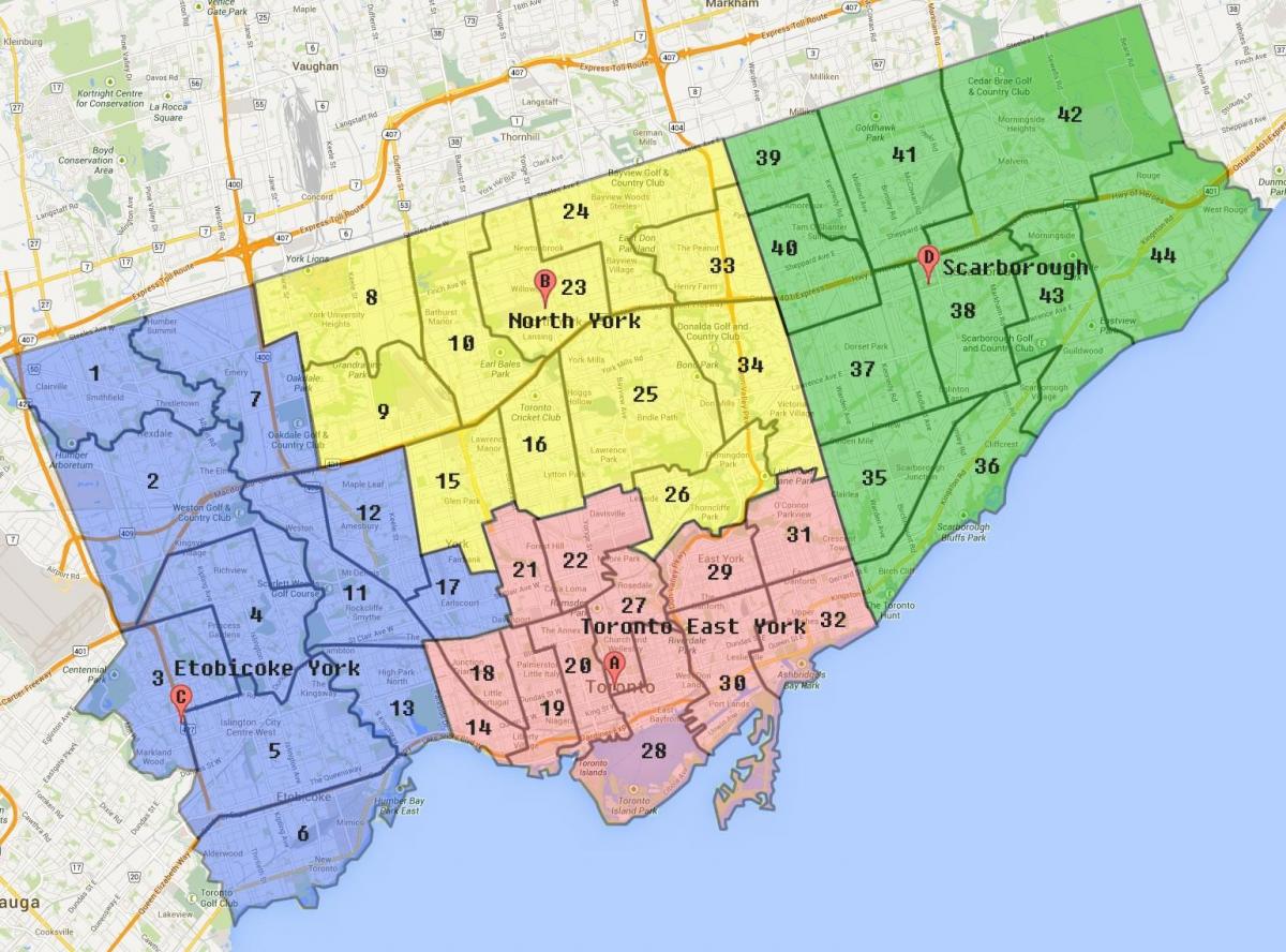 Bản đồ của thành Phố Toronto Ranh giới