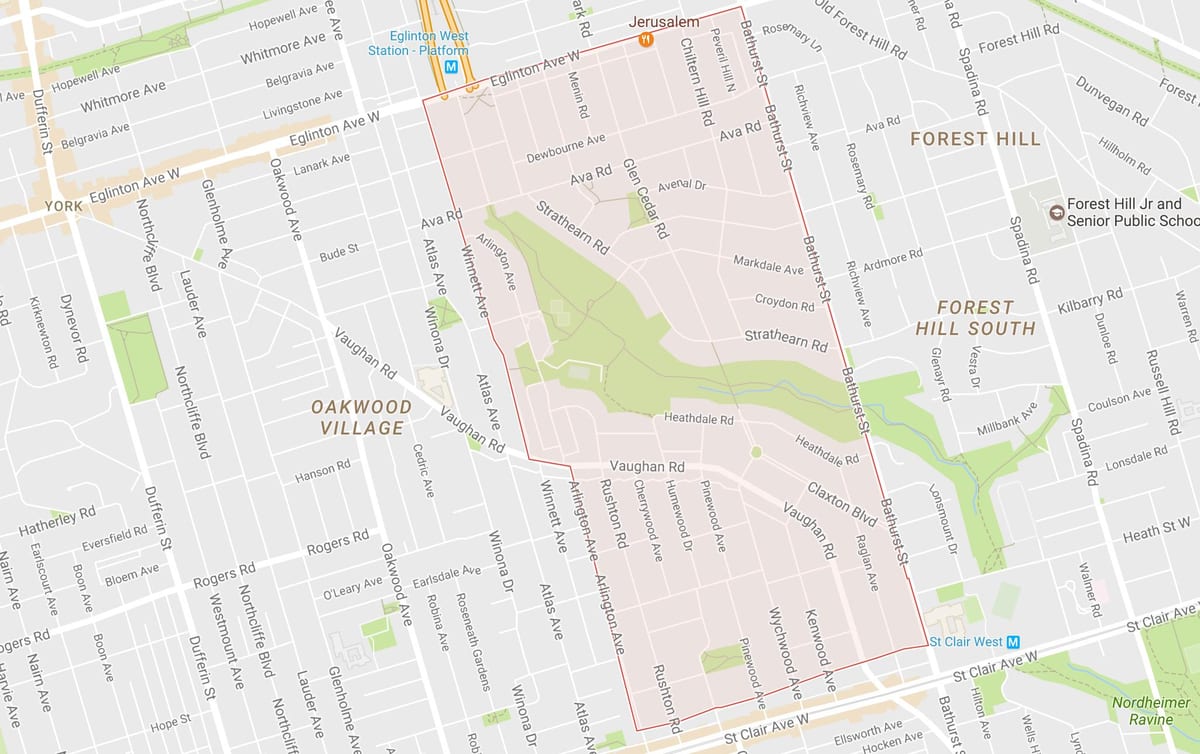 Bản đồ của Tichester khu phố Toronto