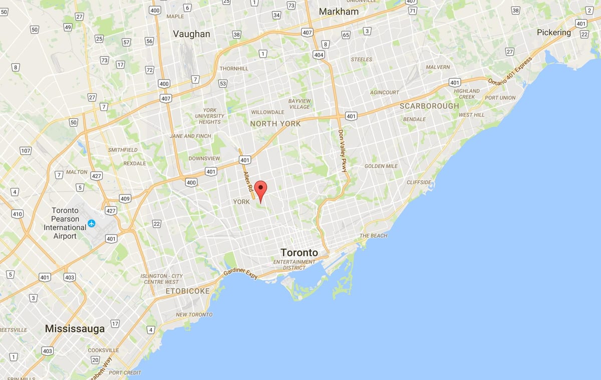 Bản đồ của Tichester quận Toronto