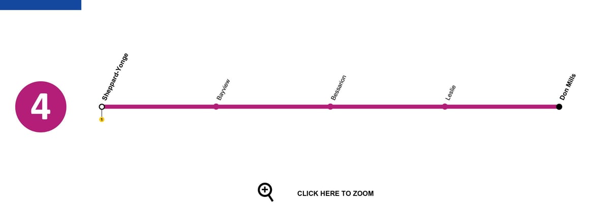 Bản đồ của Toronto đường tàu điện ngầm 4 Giúp