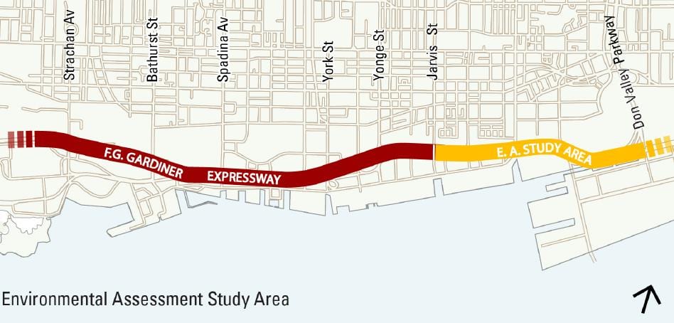 Bản đồ của Toronto gardiner đường cao tốc