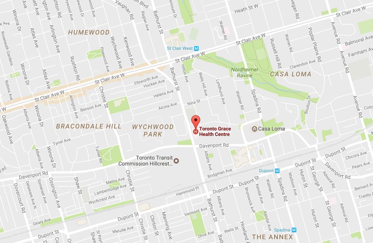 Bản đồ của Toronto Grace trung Tâm y Tế