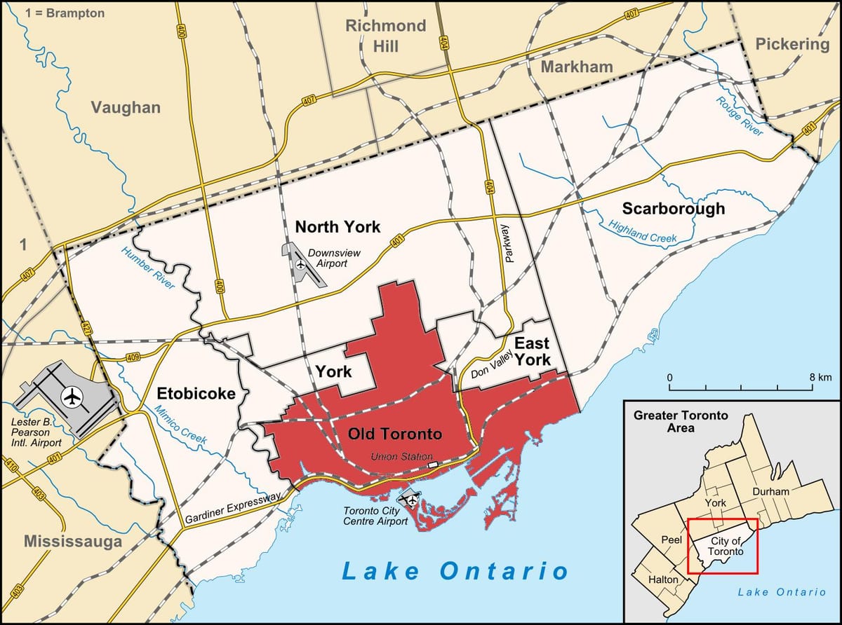 Bản đồ của khu vực Toronto