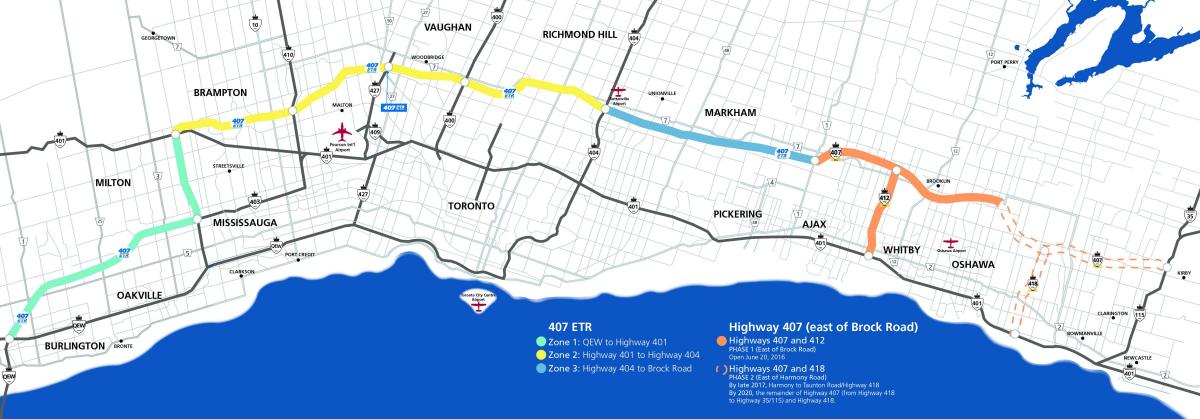 Bản đồ của Toronto đường cao tốc 407
