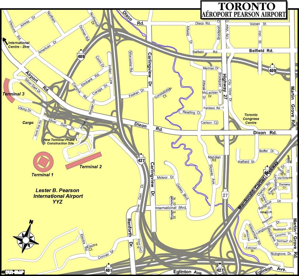 Bản đồ của Toronto sân bay