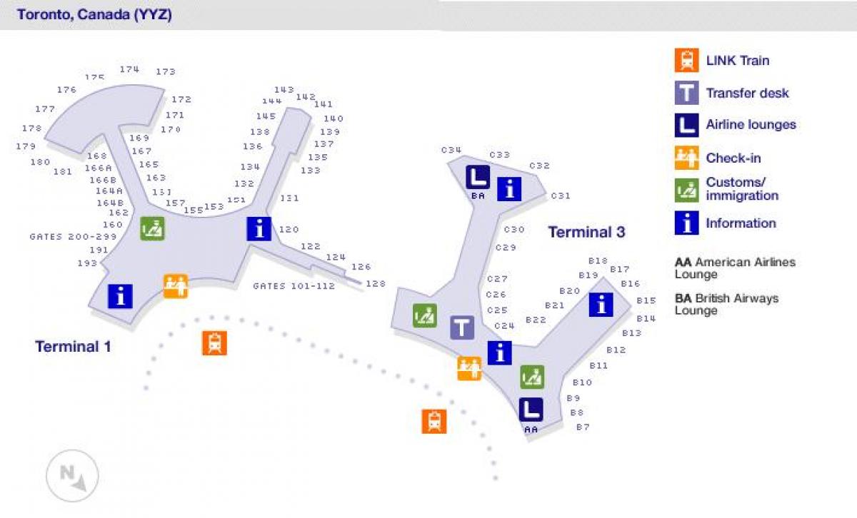 Bản đồ của sân bay Toronto gates