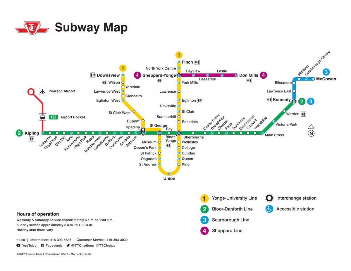 Bản đồ của Toronto TÔI tàu điện ngầm