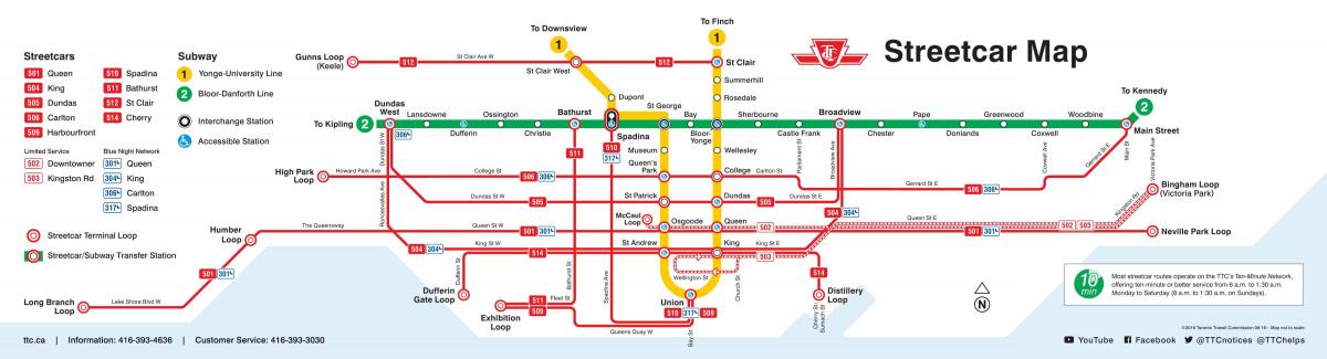 Bản đồ của Toronto xe điện