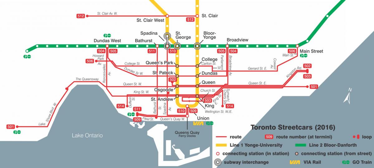 Bản đồ của Toronto xe điện hệ thống