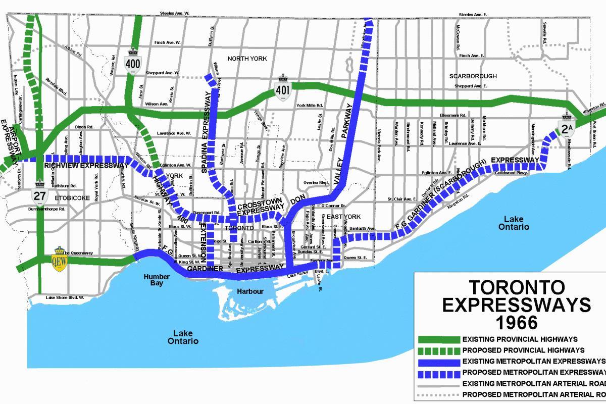 Bản đồ của Toronto đường cao tốc