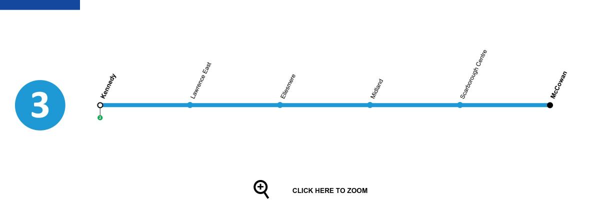 Bản đồ của Toronto đường tàu điện ngầm 3 Scarborough ĐƯỢC