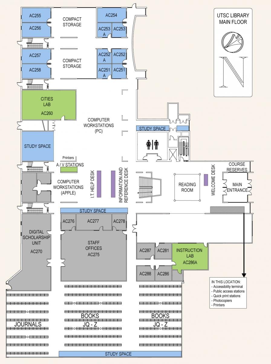 Bản đồ của đại học Toronto Scarborough thư viện trường sàn chính
