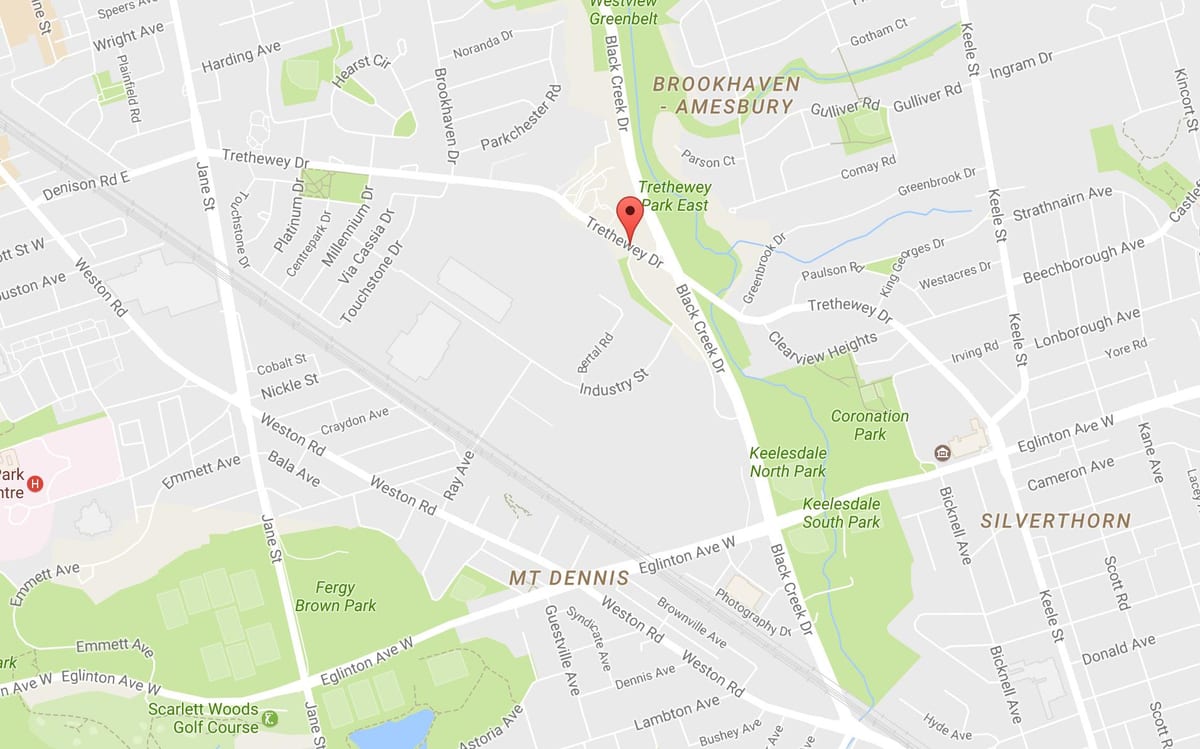 Bản đồ của Trethewey lái xe Toronto