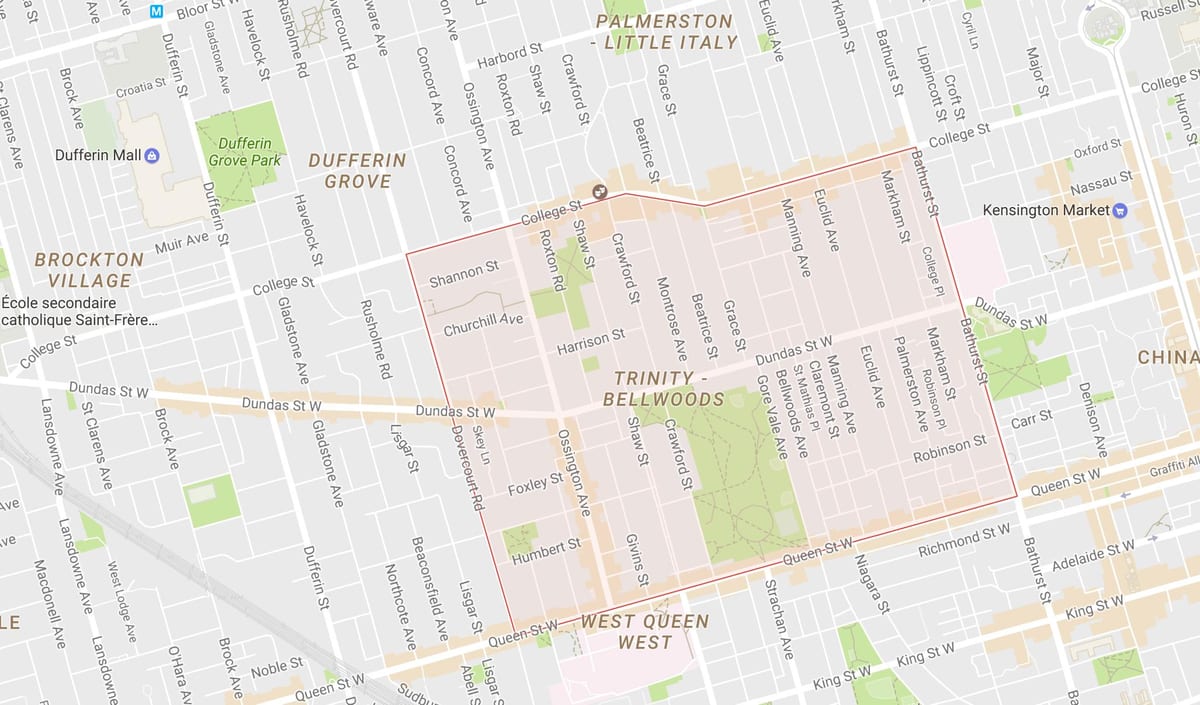 Bản đồ của Trinity–Me khu phố Toronto