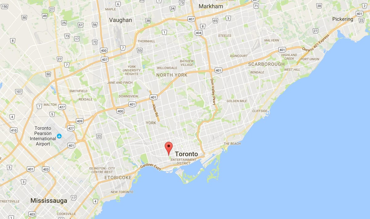 Bản đồ của Trinity–Me quận Toronto