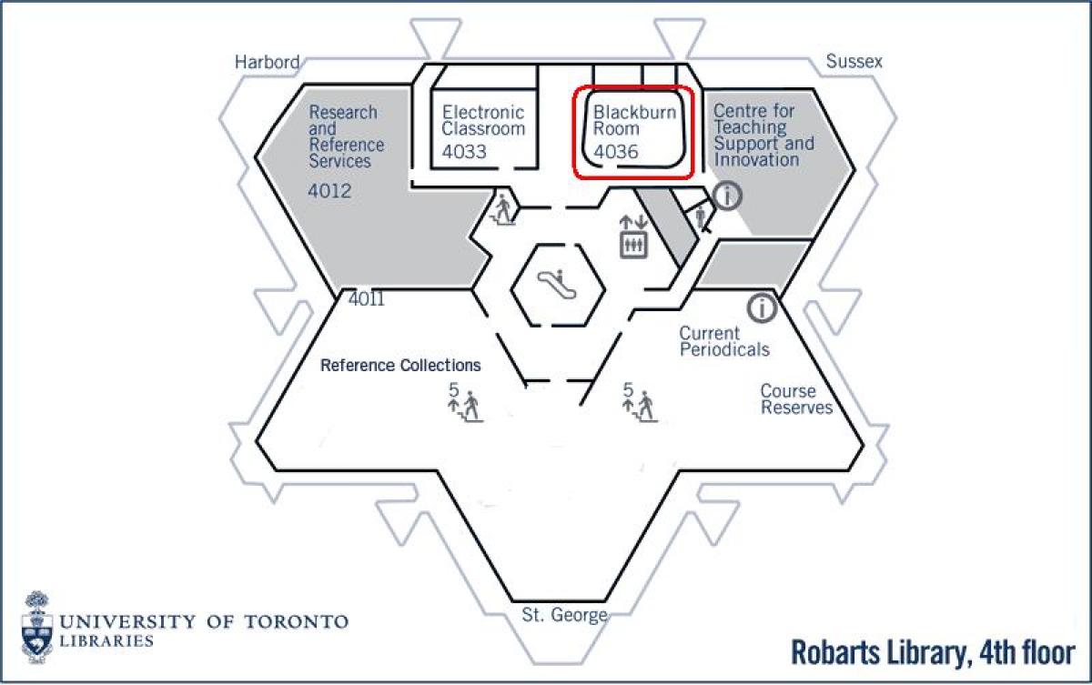 Bản đồ của đại học Toronto Robarts thư viện blackburn phòng