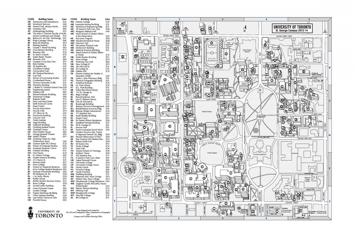 Bản đồ của đại học Toronto trường St Georges