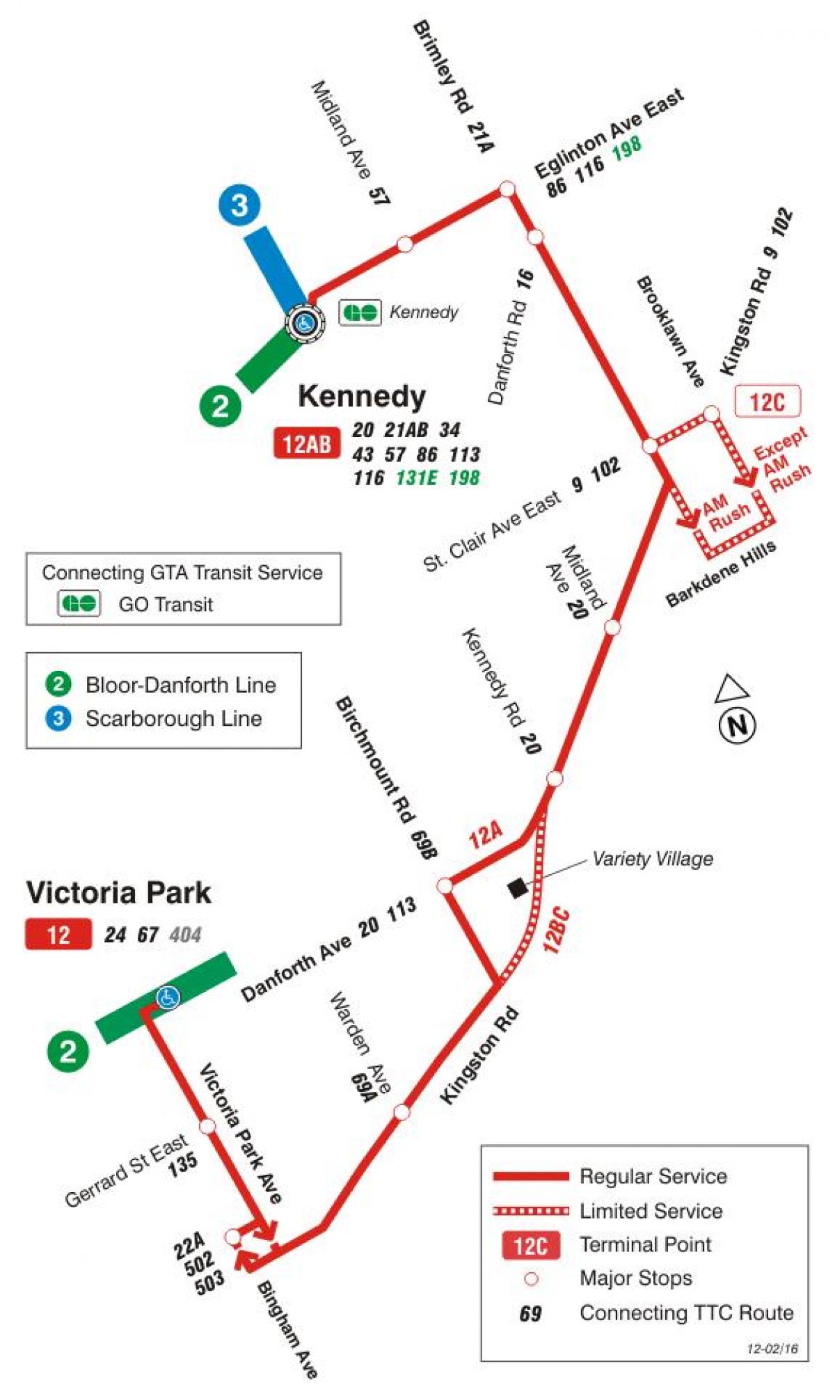 Bản đồ của TÔI 12 Kingston Thứ tuyến xe buýt Toronto