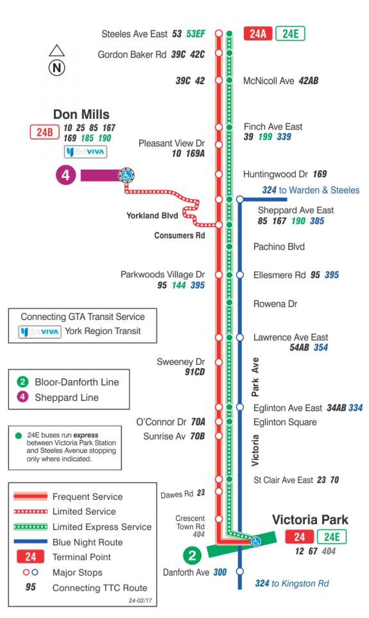 Bản đồ của TÔI 24 Victoria Park tuyến xe buýt Toronto
