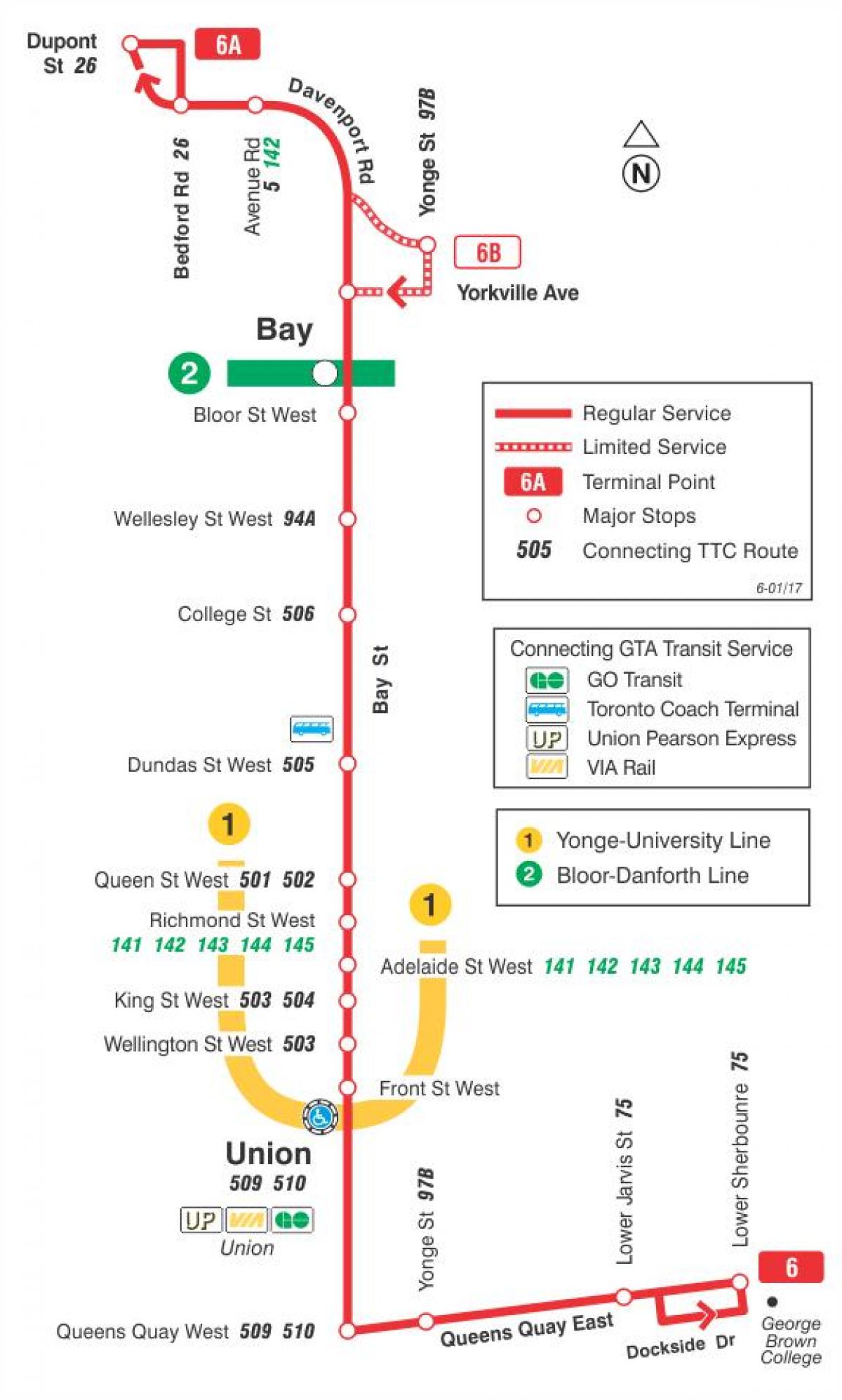 Bản đồ của TÔI 6 Bay tuyến xe buýt Toronto