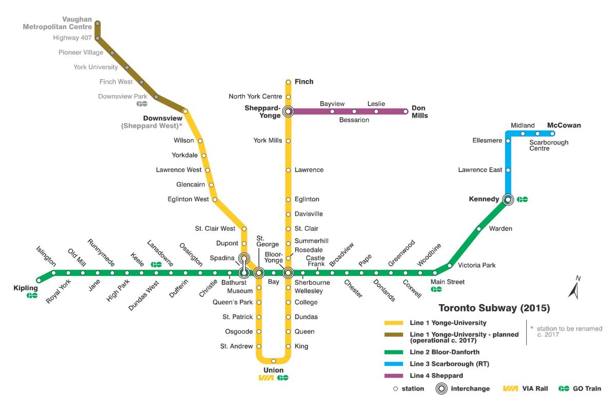 Bản đồ của tàu điện ngầm Toronto