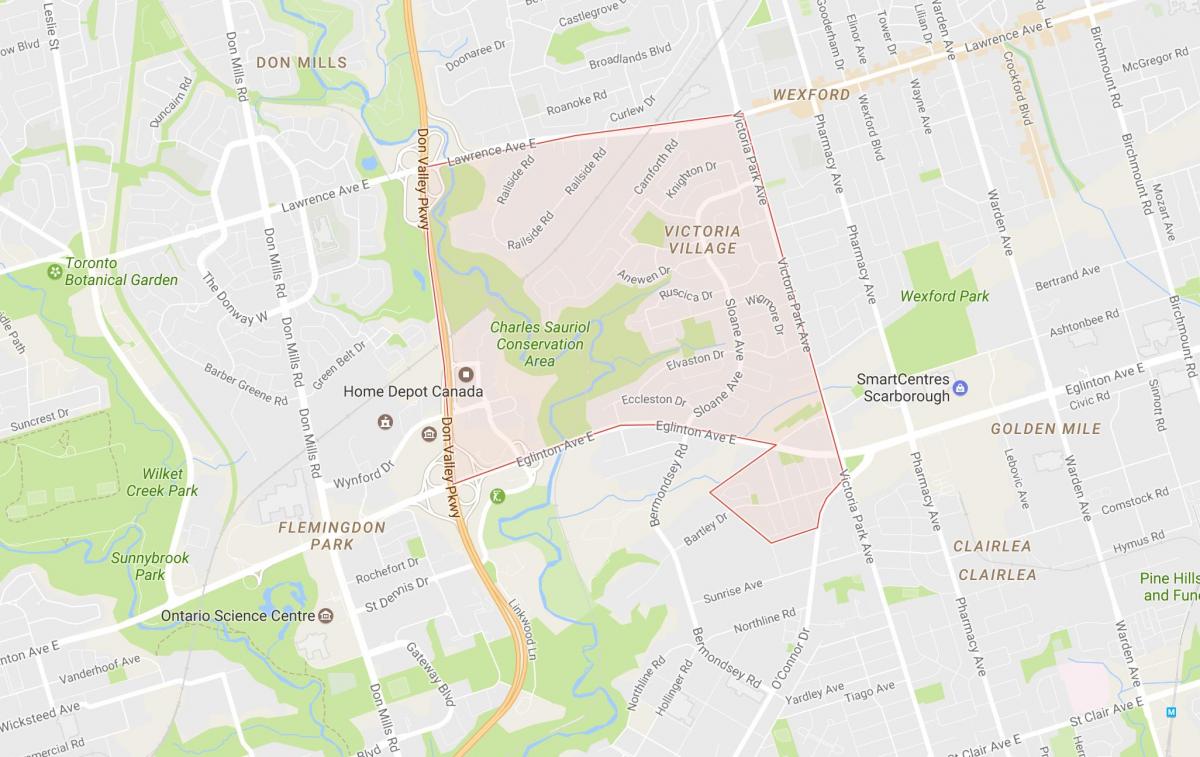 Bản đồ của Victoria Làng khu phố Toronto