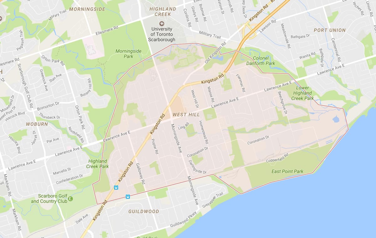 Bản đồ của West Hill khu phố Toronto
