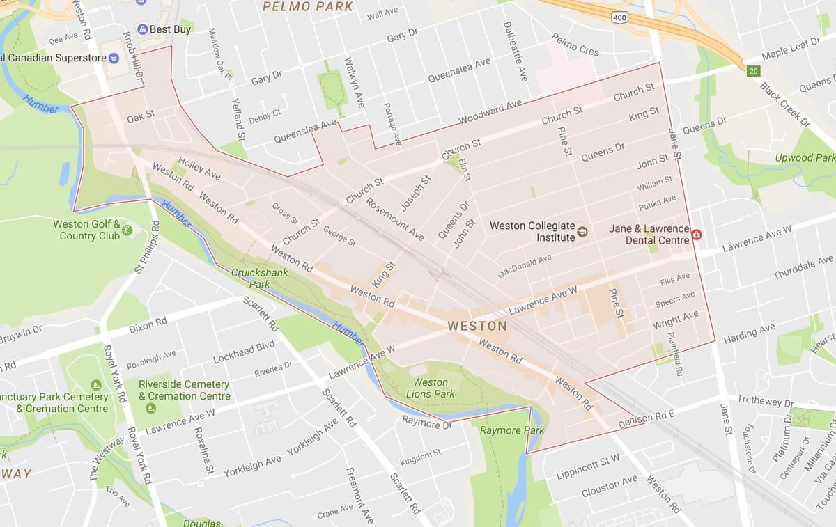 Bản đồ của Weston khu phố Toronto