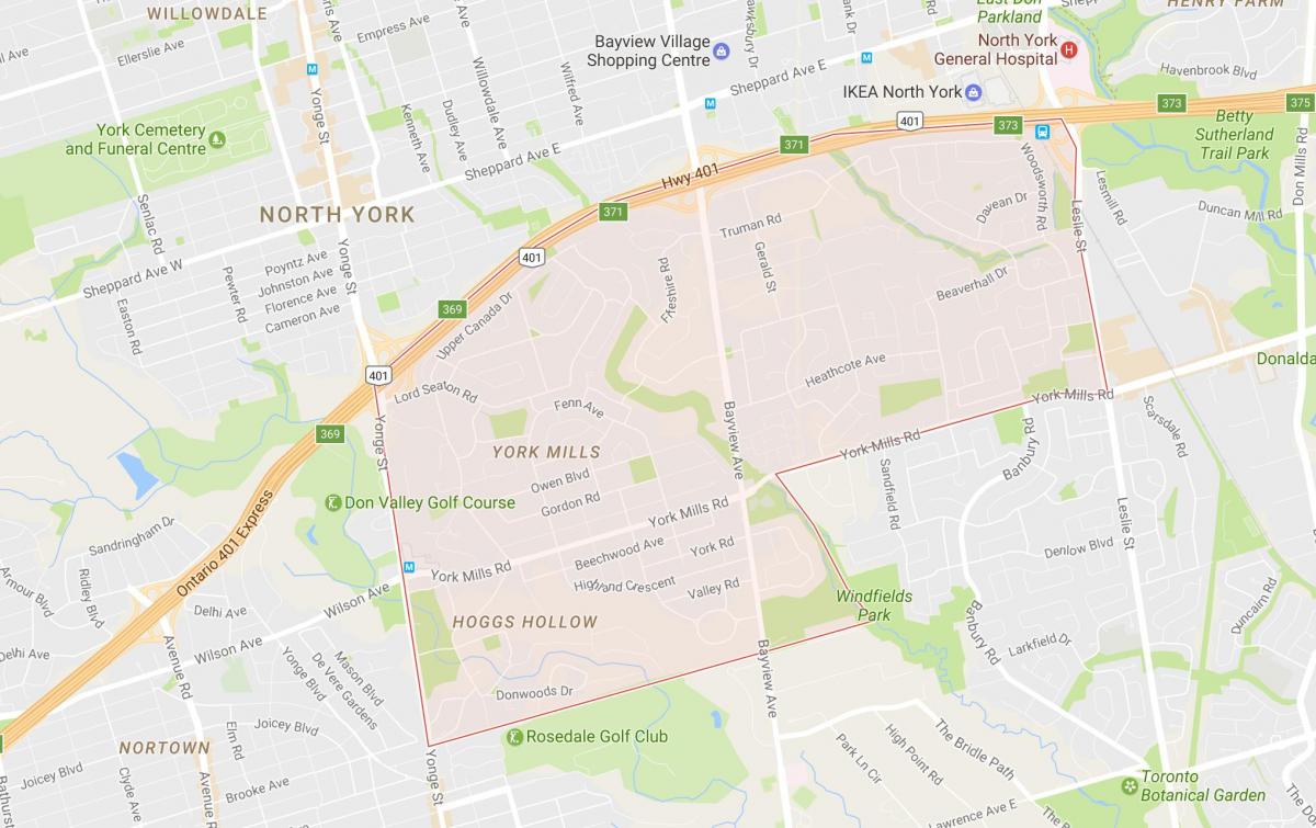 Bản đồ của York Mills khu phố Toronto