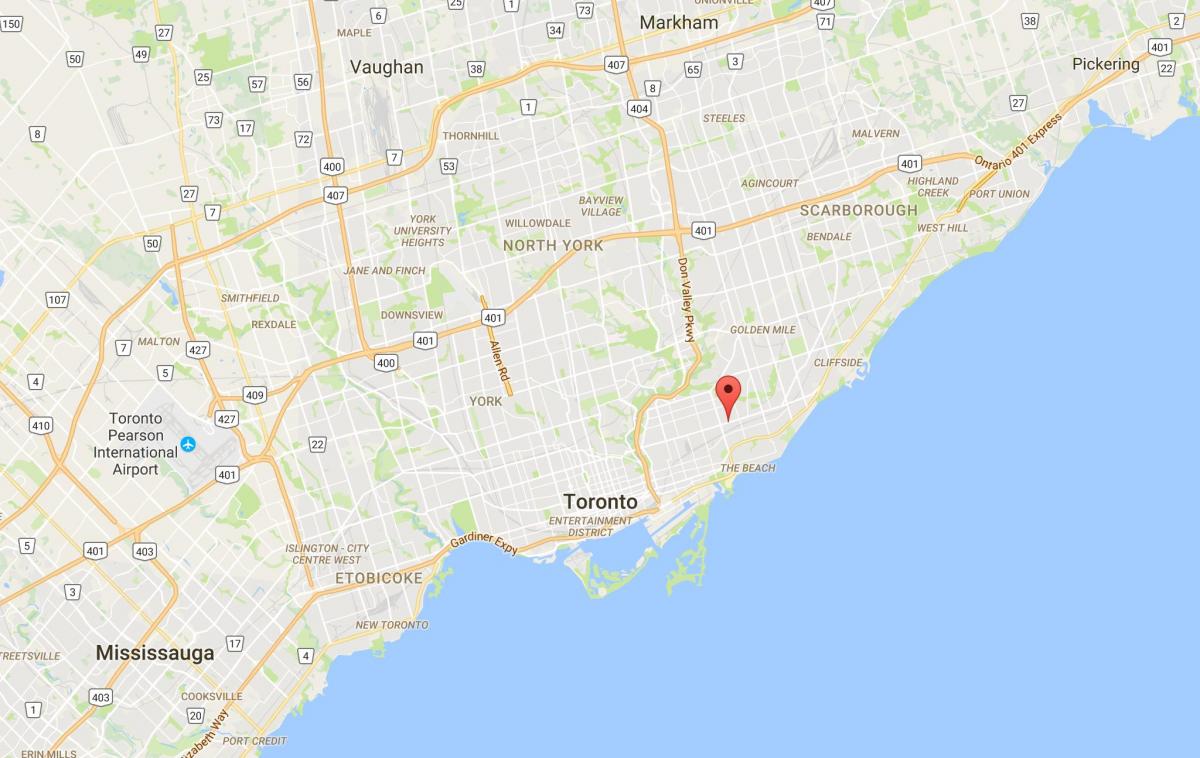 Bản đồ của Đông Danforth quận Toronto