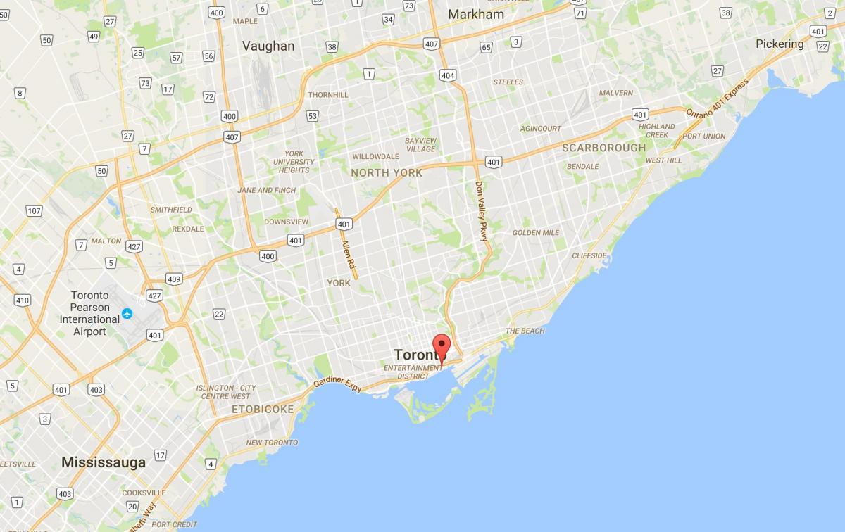 Bản đồ của Đông sát vịnh quận Toronto