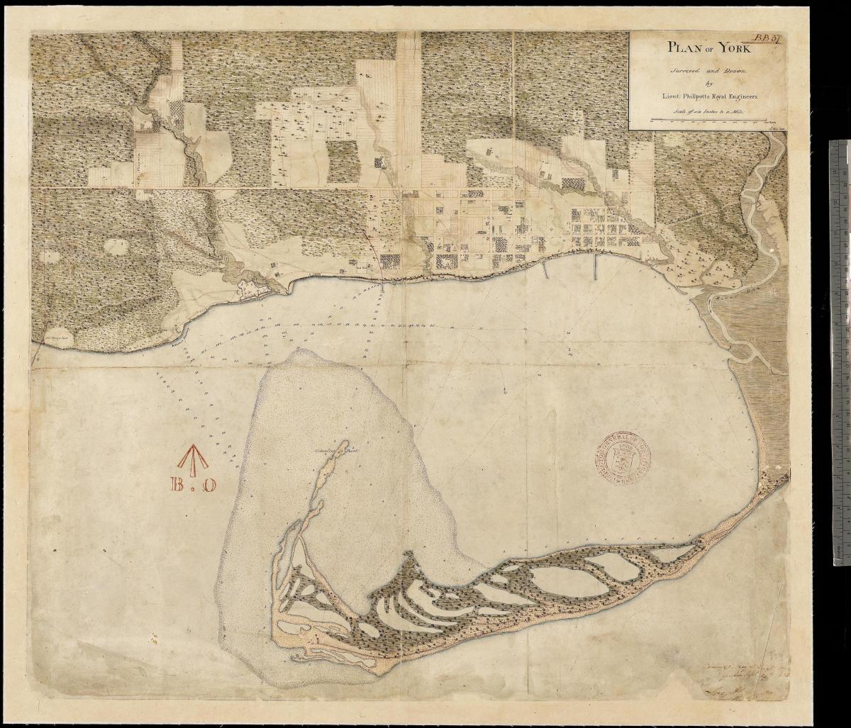 Bản đồ của xứ York đầu tiên của Toronto centure 1787-1884