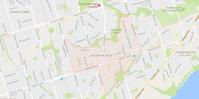Bản đồ của Đây Đông khu phố Toronto