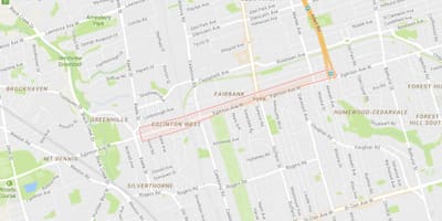 Bản đồ của Đây Tây khu phố Toronto