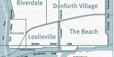 Bản đồ của Đông kết thúc Toronto
