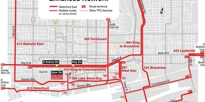 Bản đồ của Sông Đông nâng cao mạng Toronto
