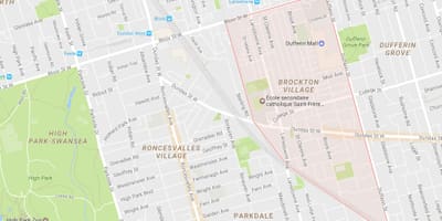 Bản đồ của Brockton Làng khu phố Toronto