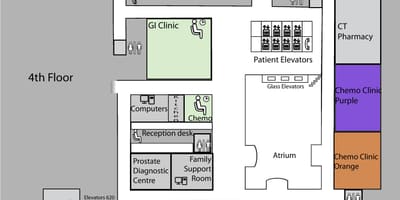 Bản đồ của công Chúa Margaret trung Tâm Ung thư Toronto tầng 4