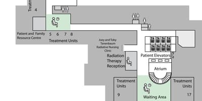 Bản đồ của công Chúa Margaret trung Tâm Ung thư Toronto thứ 2 tầng Dưới (B2)