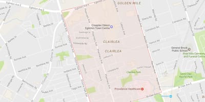 Bản đồ của Clairlea khu phố Toronto