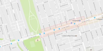 Bản đồ của Corso Italia khu phố Toronto