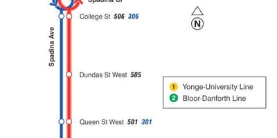 Bản đồ của dòng xe điện 510 Spadina