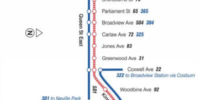 Bản đồ của dòng xe điện 502 Downtowner