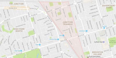 Bản đồ của Junction Tam giác khu phố Toronto