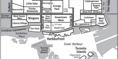 Bản đồ của Khu phố phía Nam Lõi Toronto